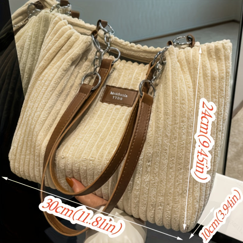 Natalie | Women Ribbed Shoulder Strap Tote Bag