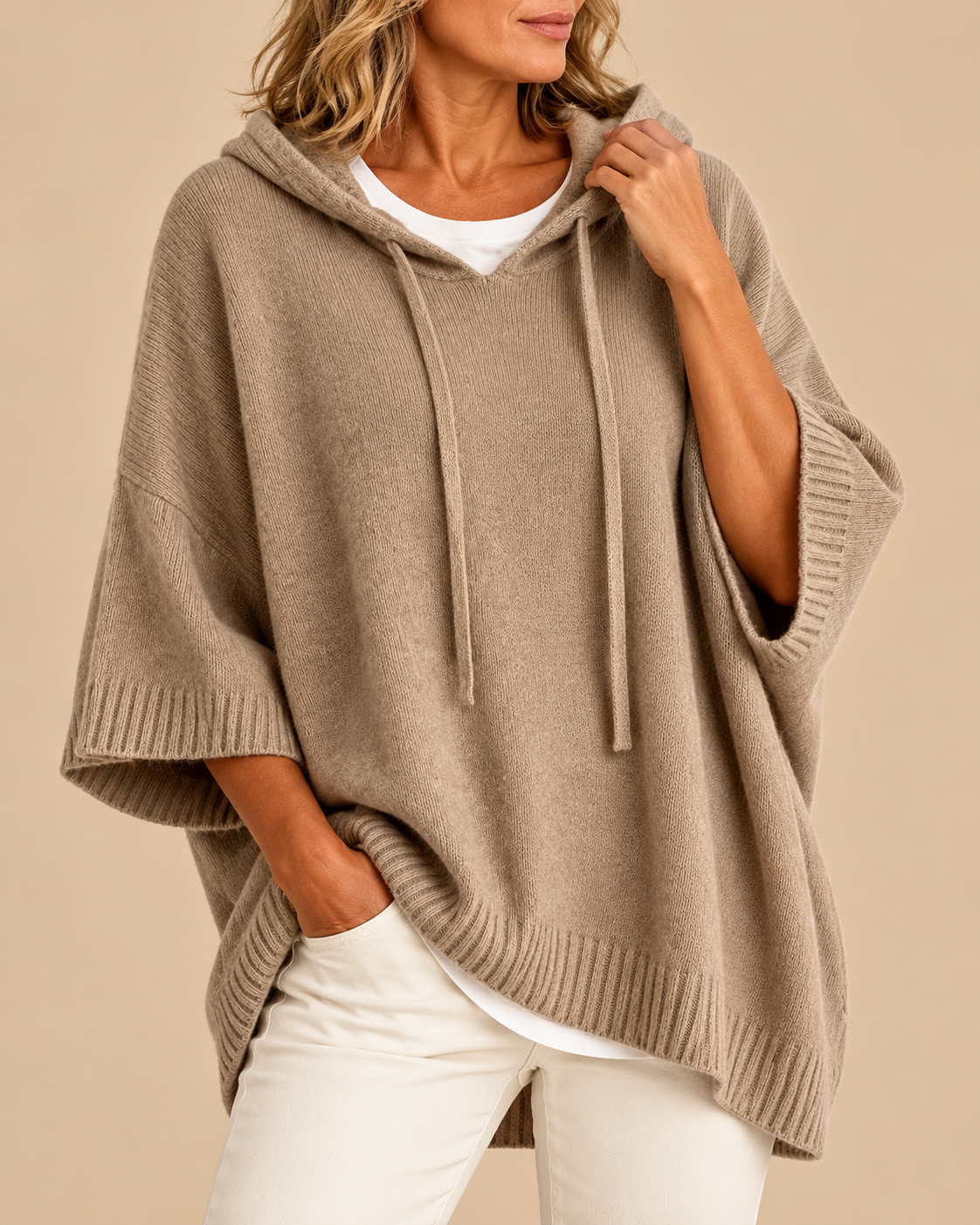 Rosalind | Women Hooded Oversized Knit Poncho