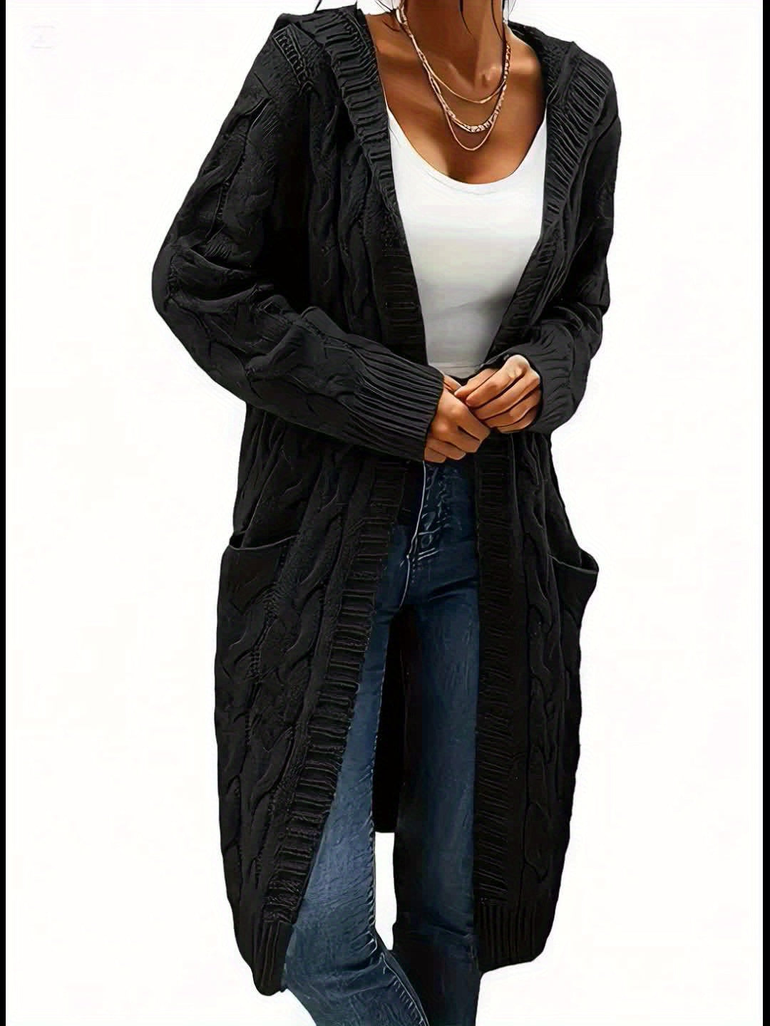 Tamsin | Longline Cable Knit Cardigan