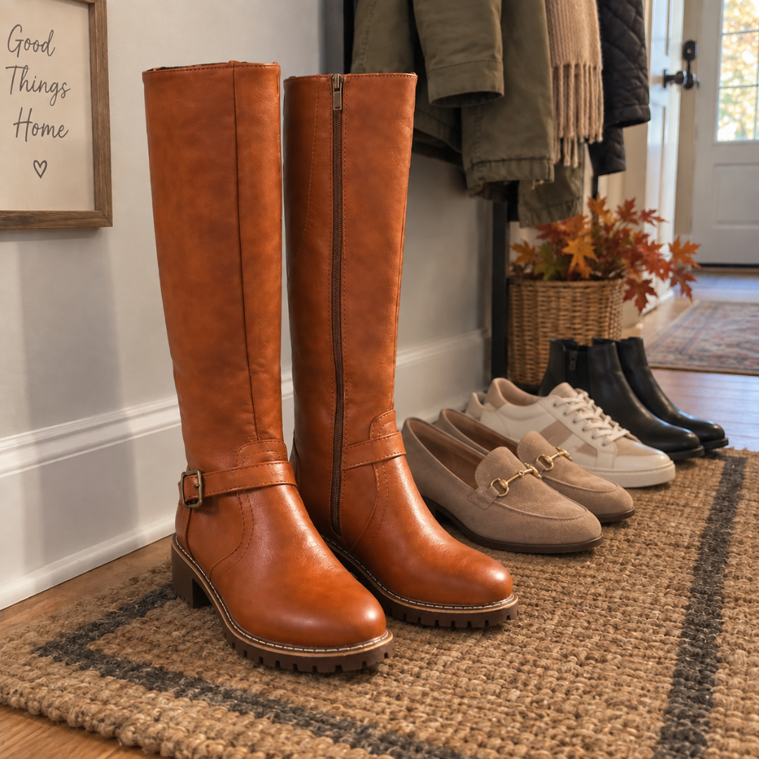 Victoria | Women Tall Knee High Buckle Strap Zip Boots