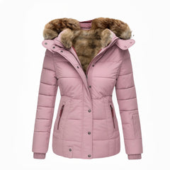 Agnes hooded quilted winter coat in pink