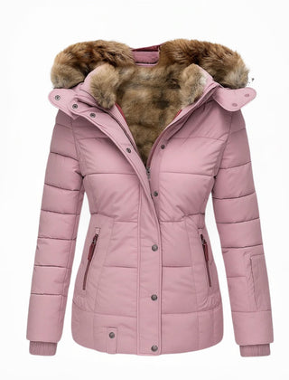 Agnes hooded quilted winter coat in pink