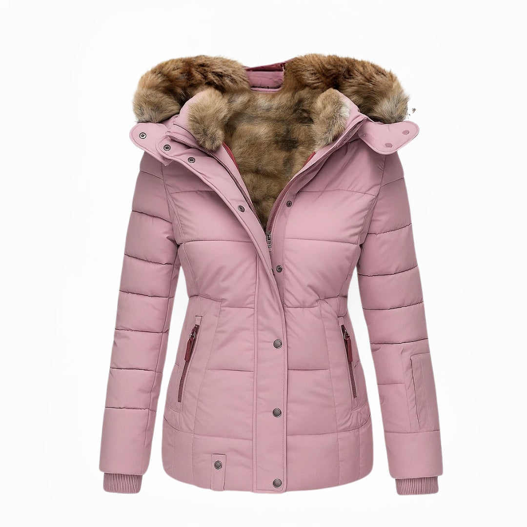 Agnes hooded quilted winter coat in pink