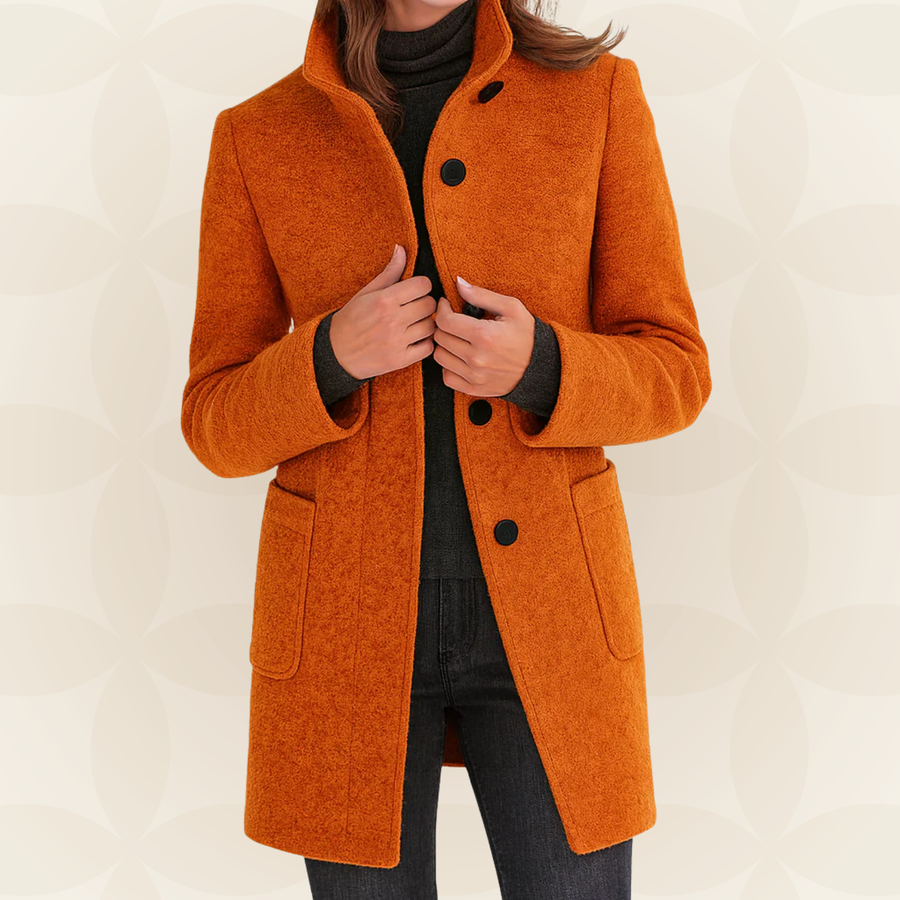 Isabella | Women Stand Collar Button Front Longline Coat