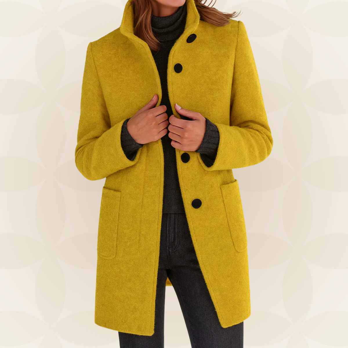 Isabella | Women Stand Collar Button Front Longline Coat