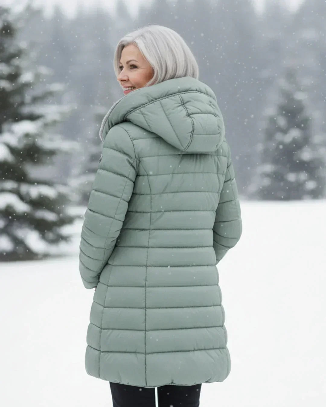 Katherine | Women Quilted Hooded Longline Zip Coat