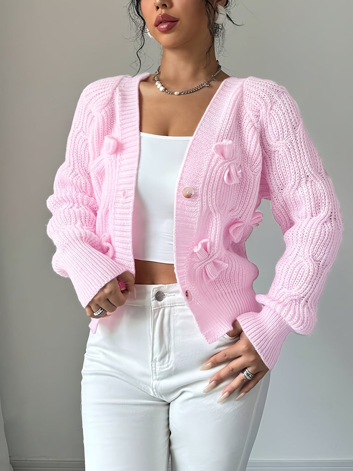 Henrietta | Bow Detail Button Cardigan