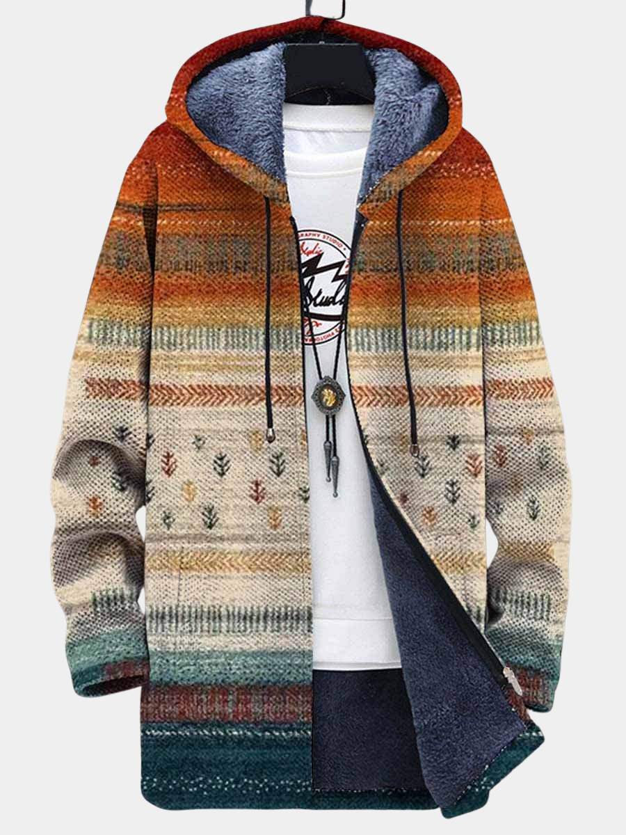 Madeline | Women Hooded Aztec Pattern Zip Cardigan