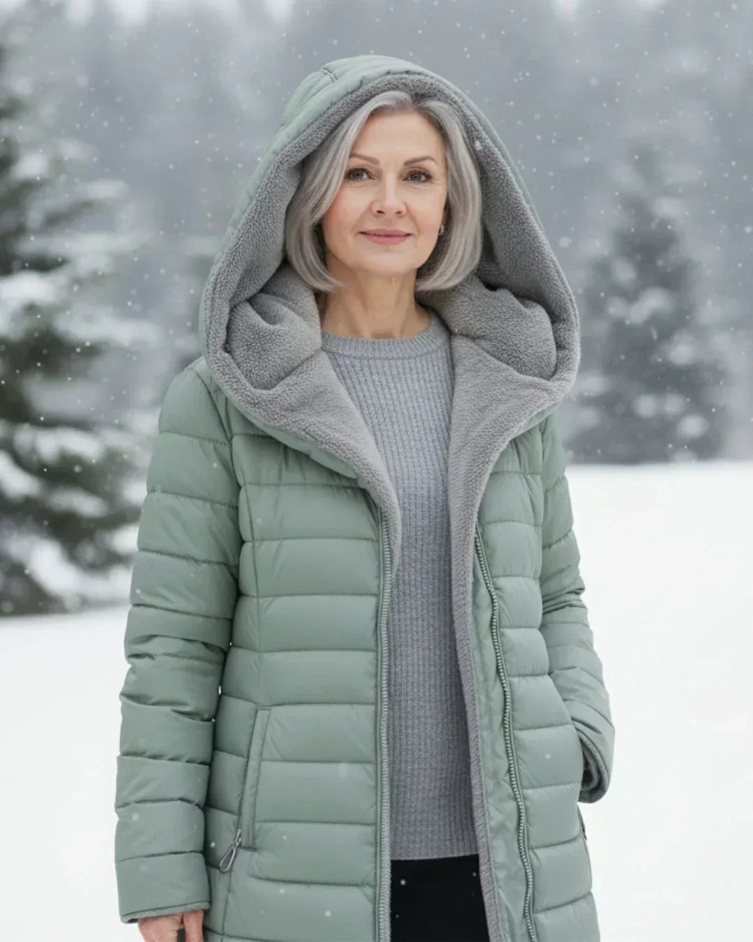 Katherine | Women Quilted Hooded Longline Zip Coat