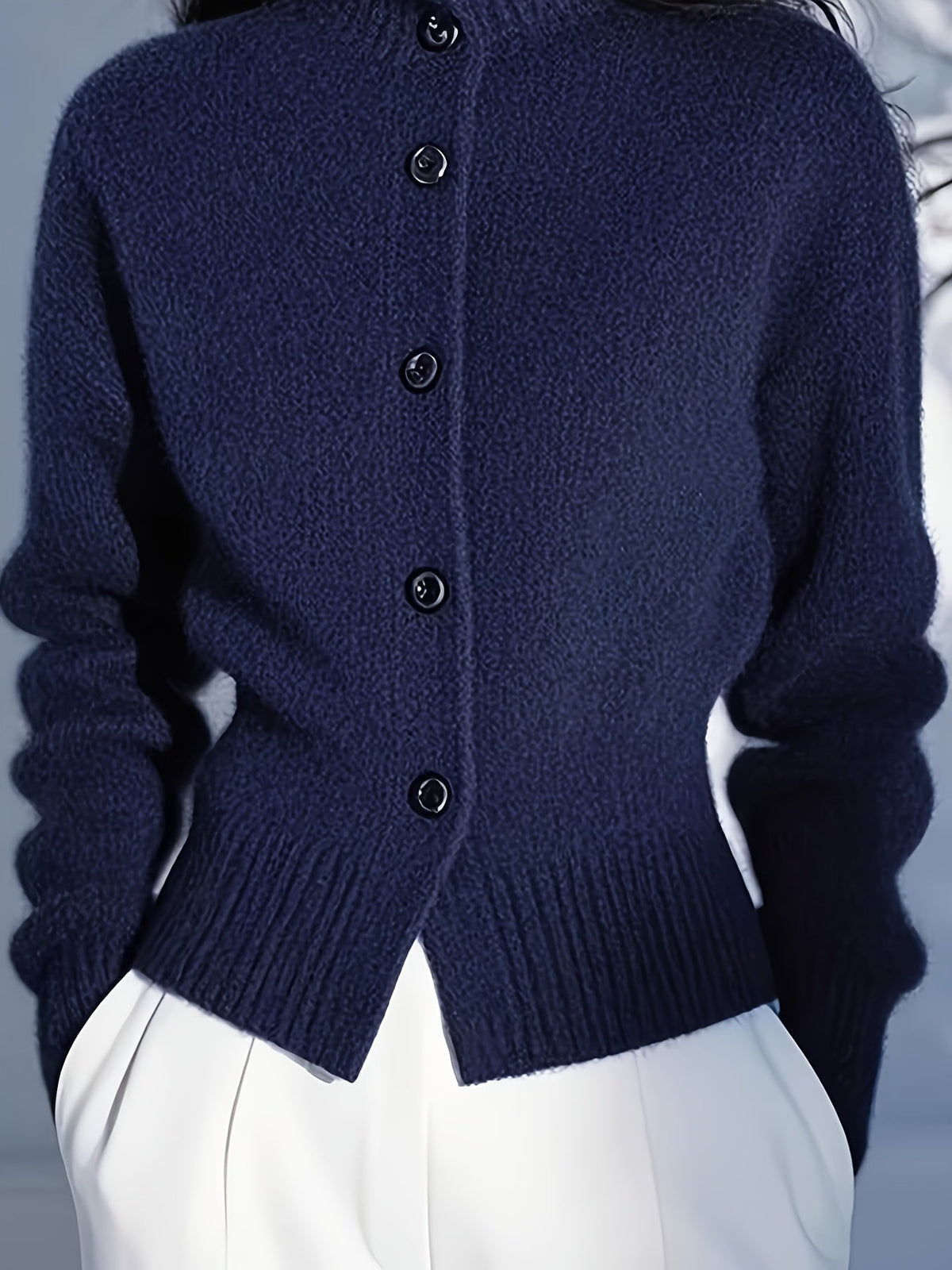 Millie | Button Front Ribbed Knit Cardigan