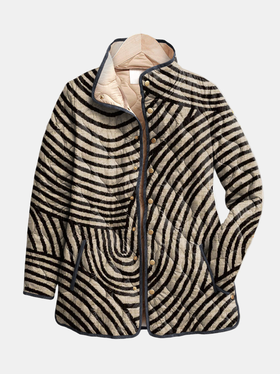 Colette | Women Striped Quilted Button Front Jacket