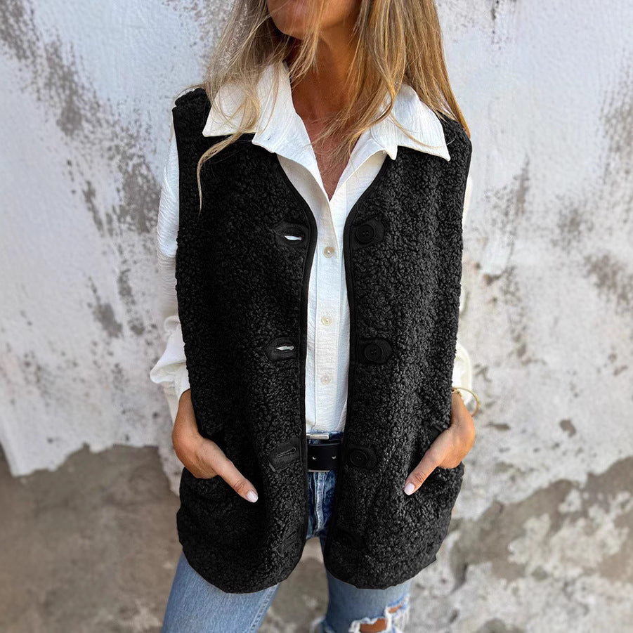 Etta | Women's Autumn Button Front Short Warm Vest