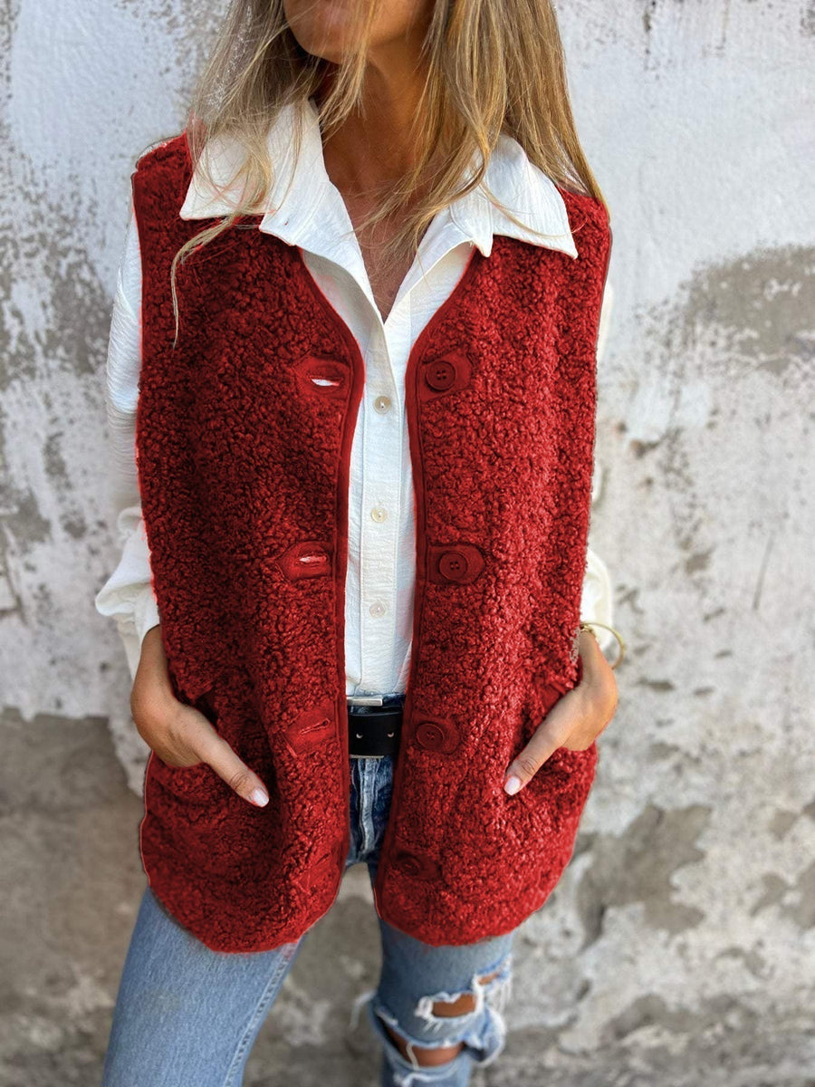 Etta | Women's Autumn Button Front Short Warm Vest