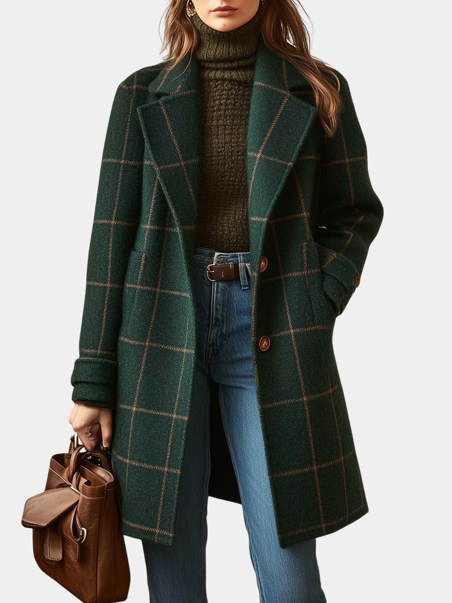 Eleanor | Women Plaid Longline Button Front Coat