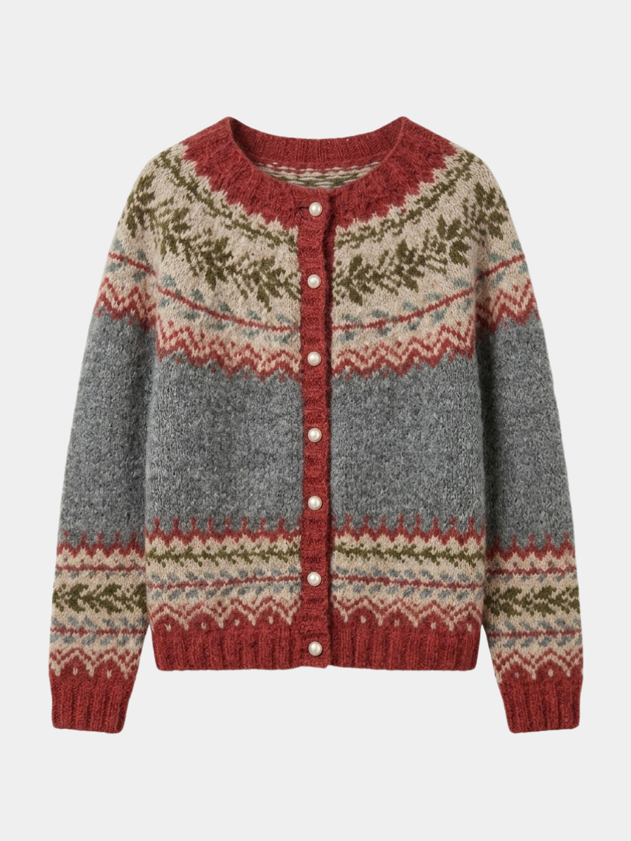 Brielle | Women Fair Isle Pattern Button Front Cardigan