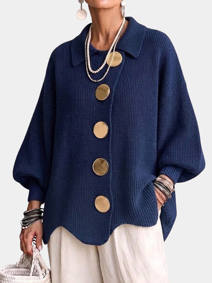 Abigail | Women Oversized Collared Button Front Knit Cardigan