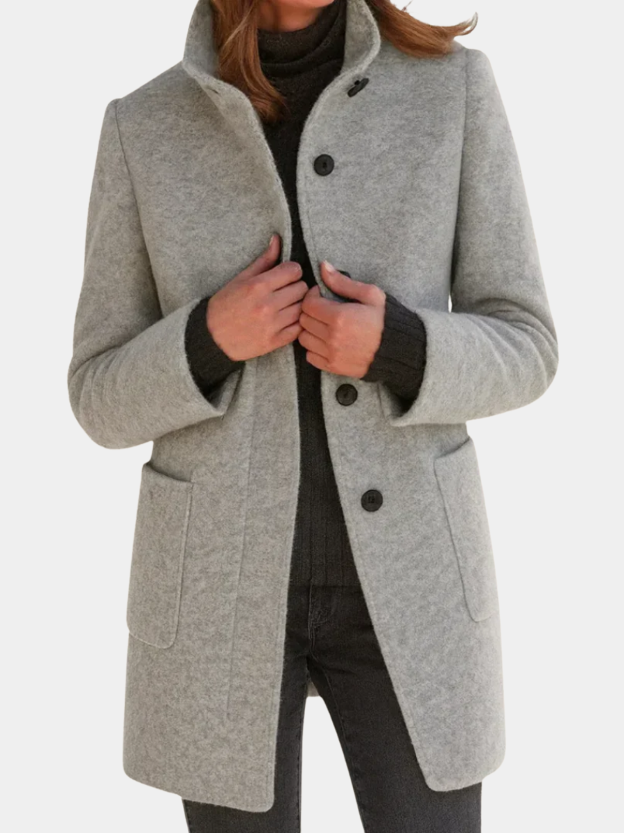 Isabella | Women Stand Collar Button Front Longline Coat