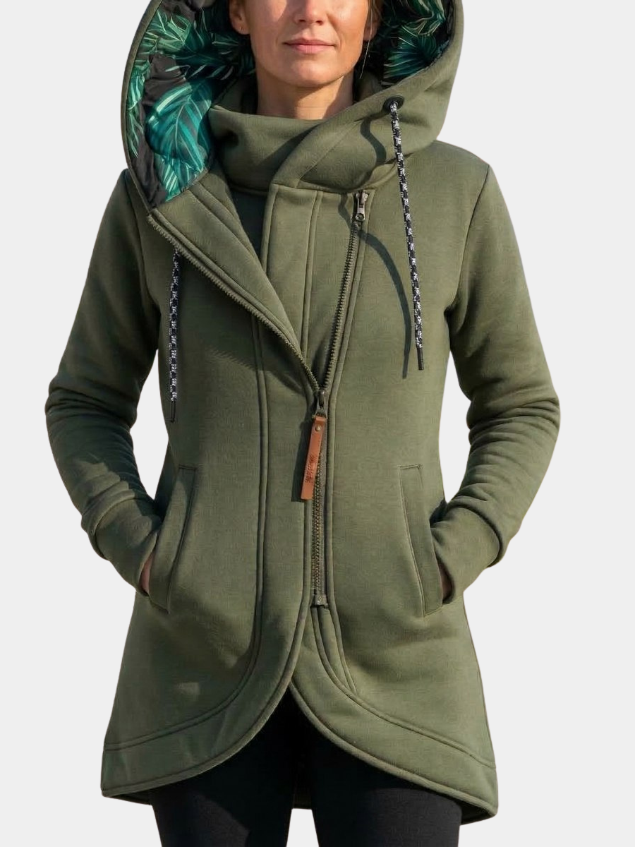 Natalie | Women Hooded Full Zip Longline Parka Jacket