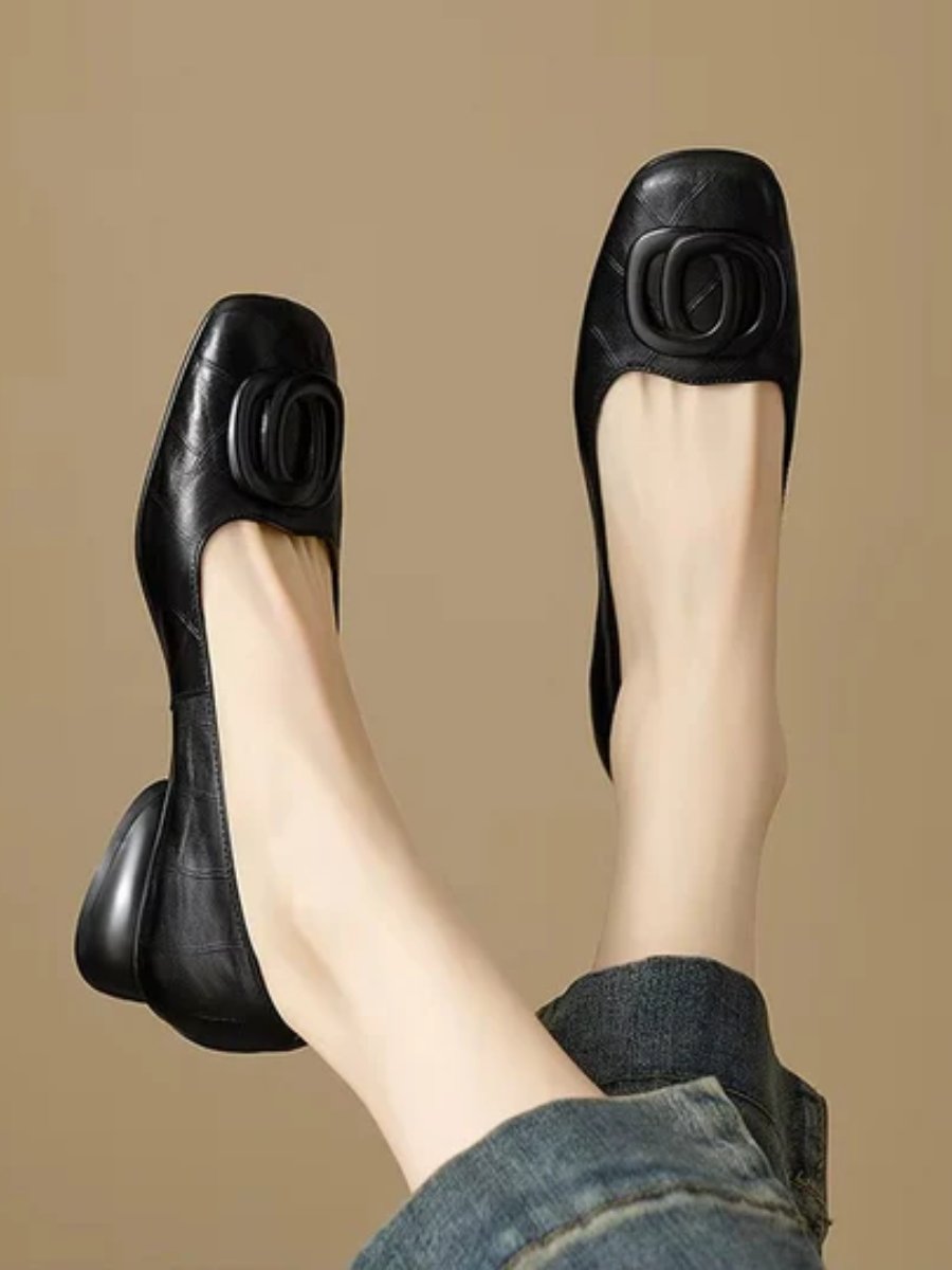 Rebecca | Women Square Toe Buckle Detail Slingback Heels