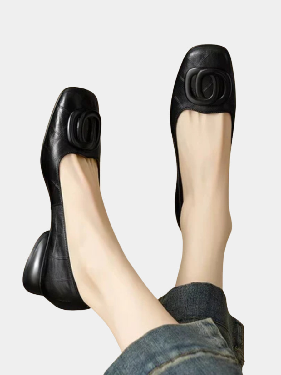 Rebecca | Women Square Toe Buckle Detail Slingback Heels