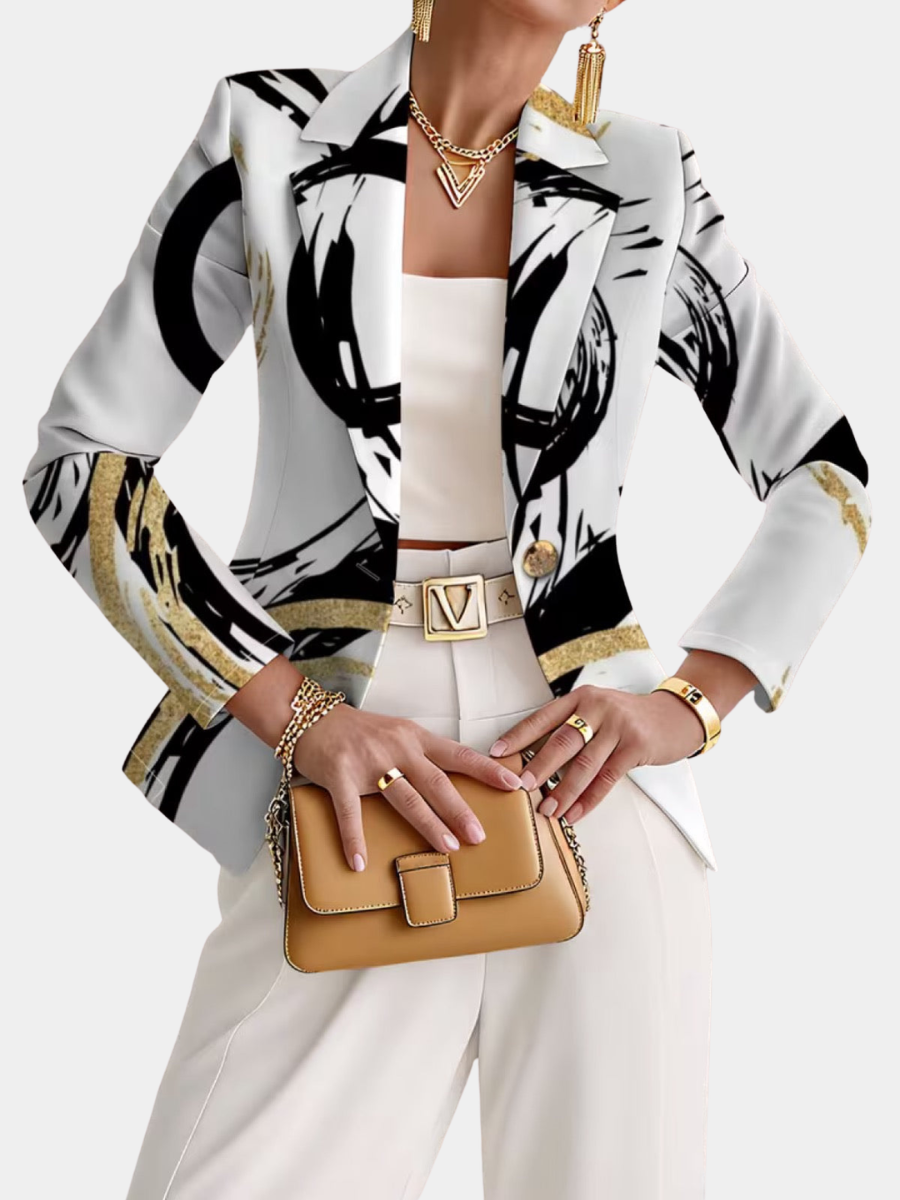 Sienna | Women Abstract Print Tailored Button Blazer