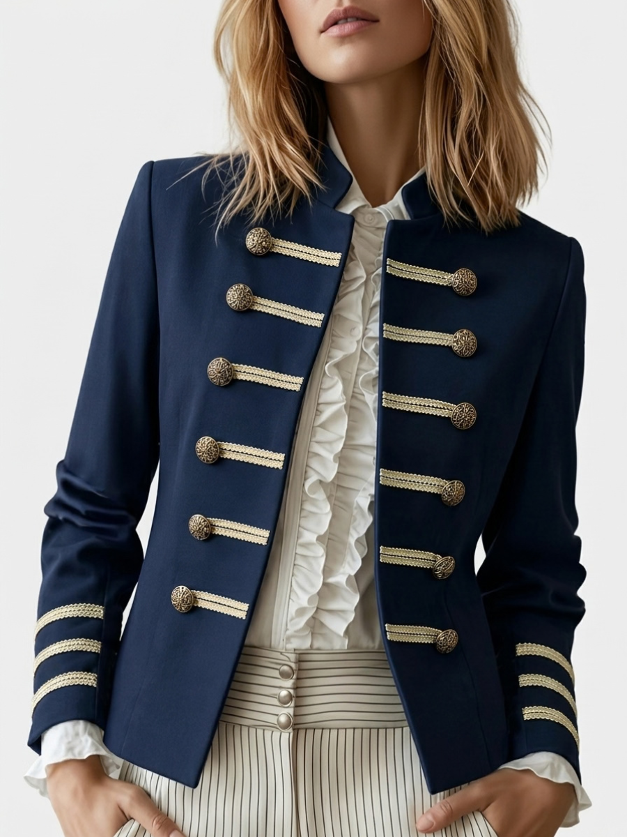 Isla | Women Military Style Gold Button Detail Blazer