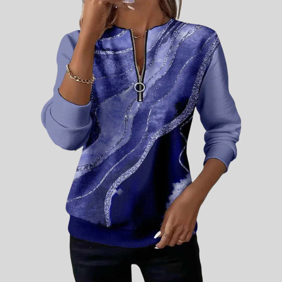 Felicity | Abstract Zip Knit Top