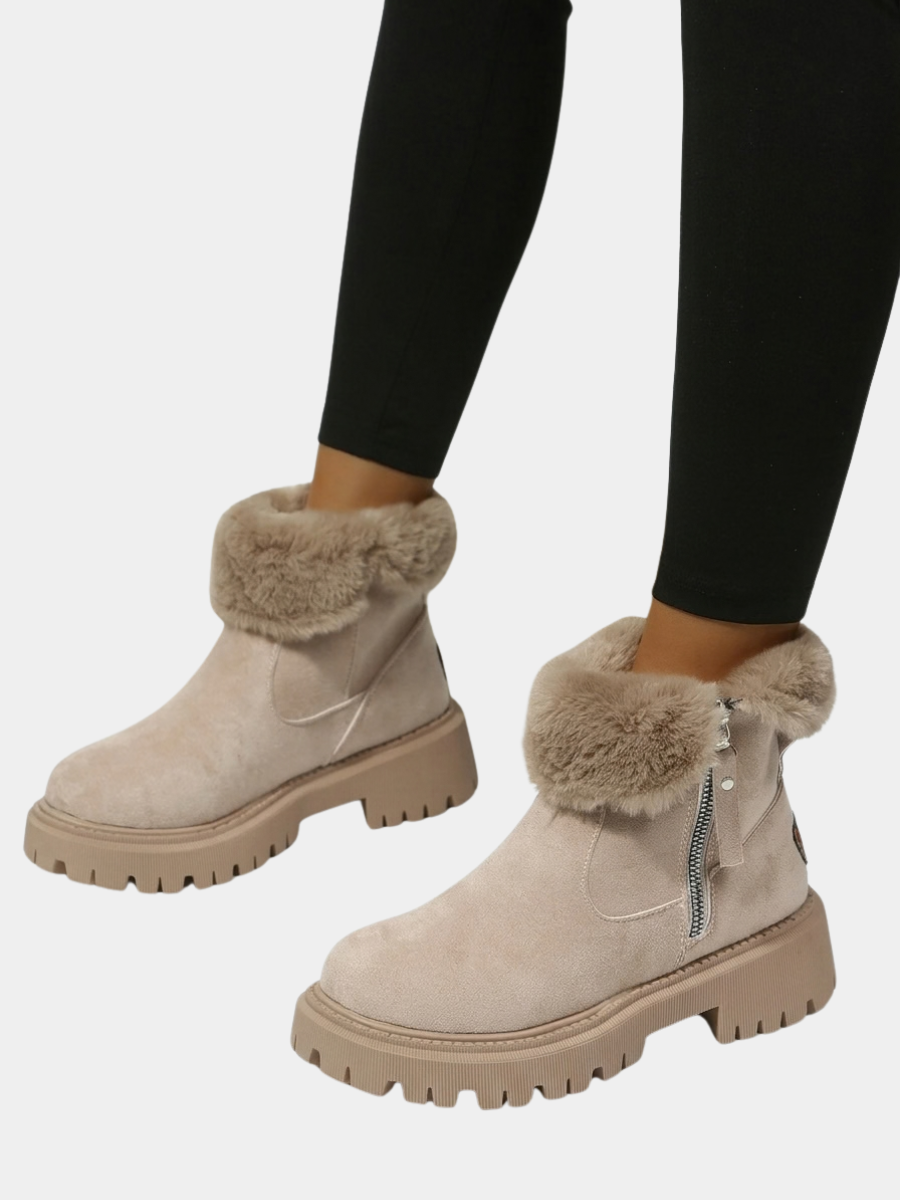 Harper | Women Fur Trim Side Zip Ankle Boots