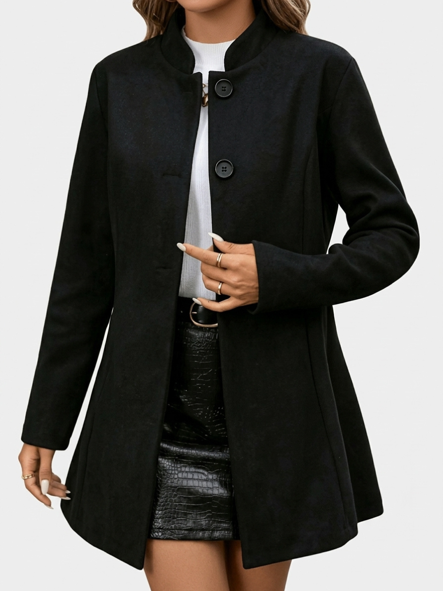 Eleanor | Women Stand Collar Button Front Longline Jacket