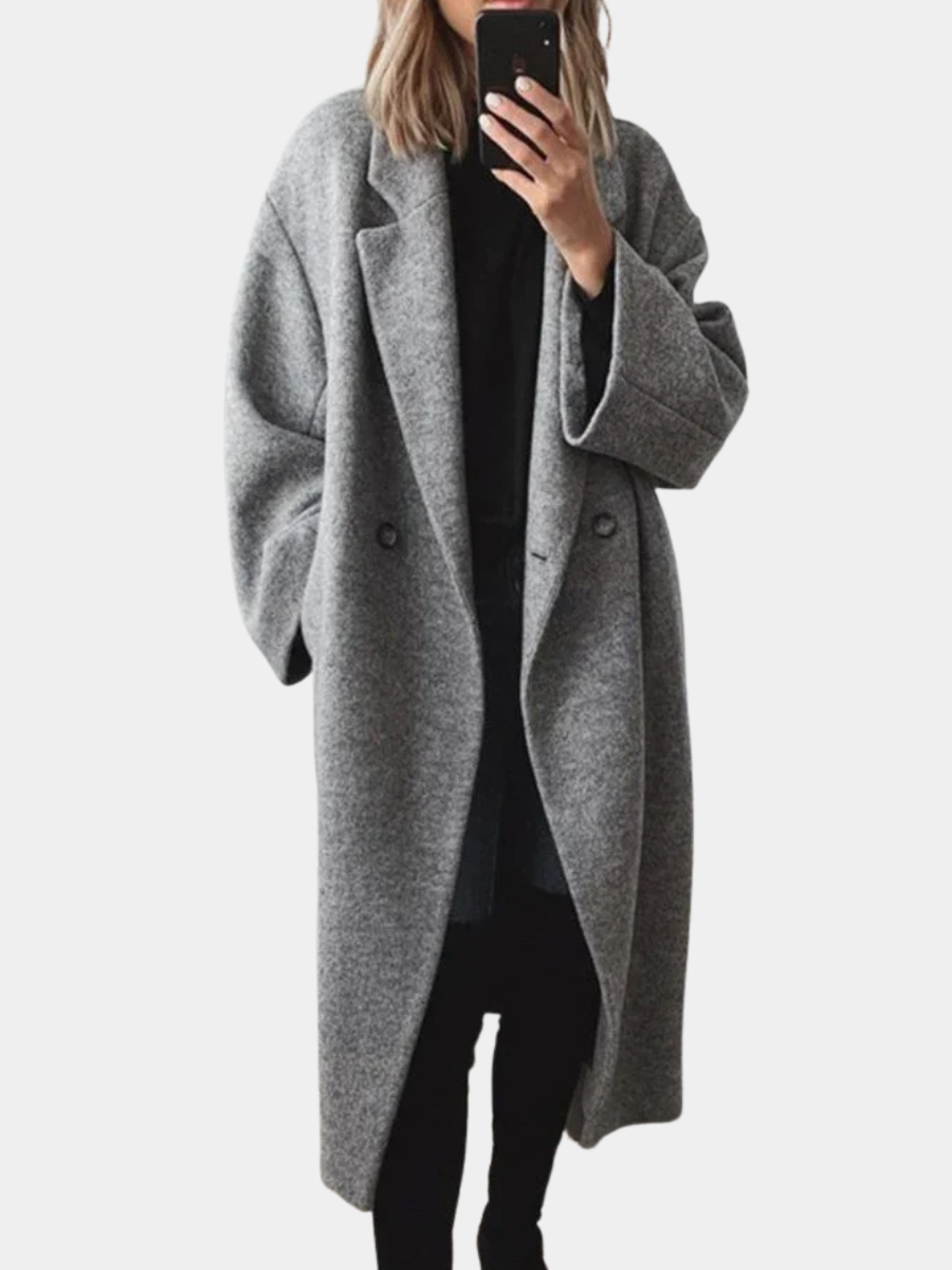 Charlotte | Women Longline Notched Collar Double Button Coat