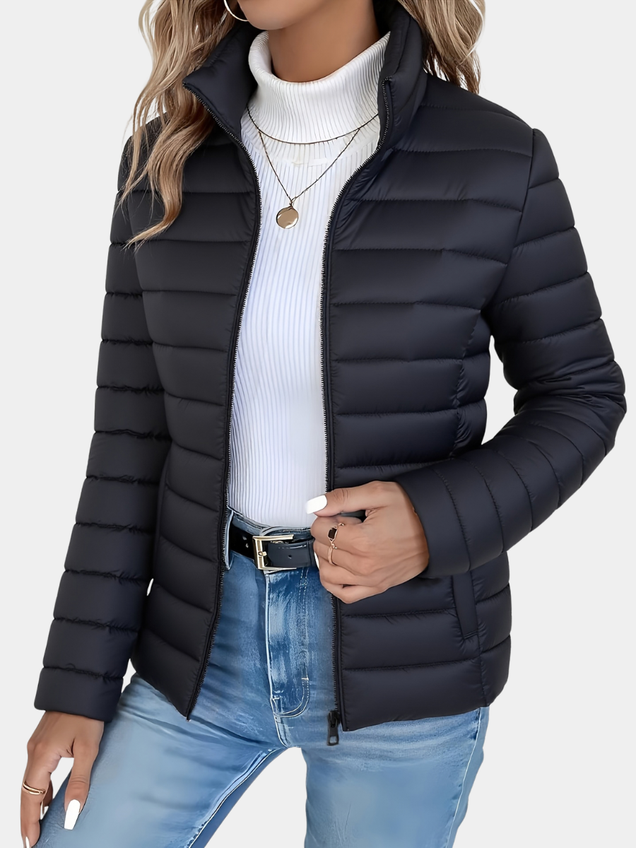 Catherine | Women Quilted Stand Collar Zip Jacket