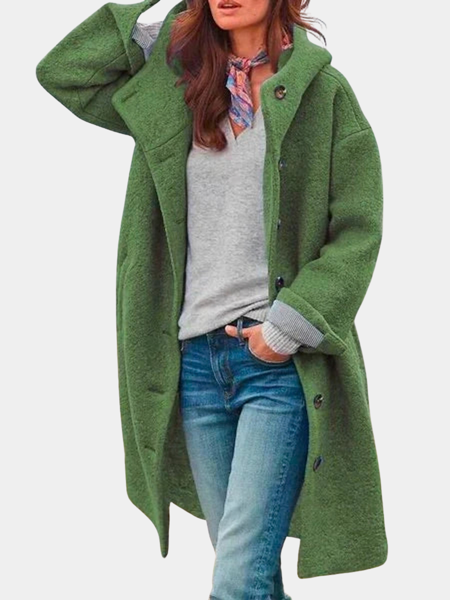 Audrey | Women Longline Hooded Button Front Coat