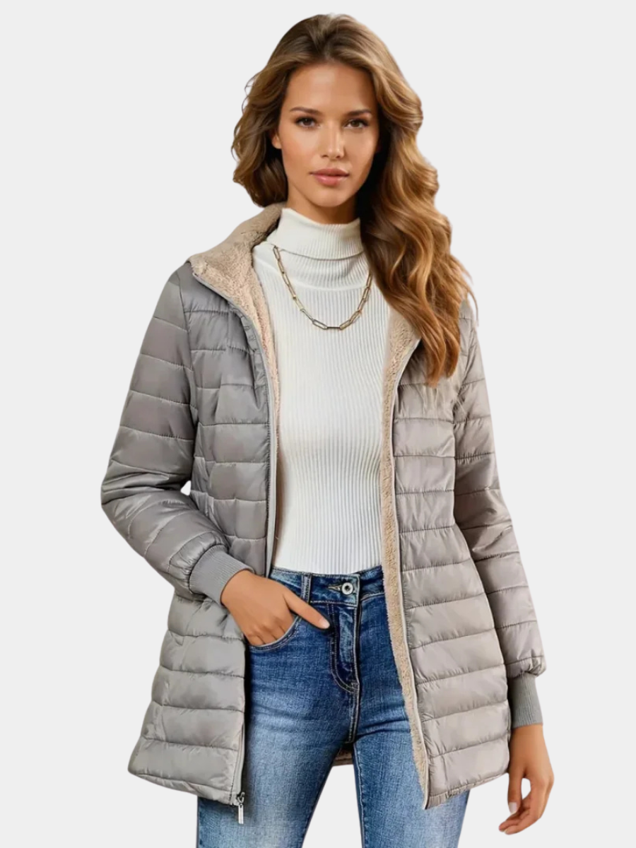 Eleanor | Women Quilted Hooded Zip Puffer Jacket