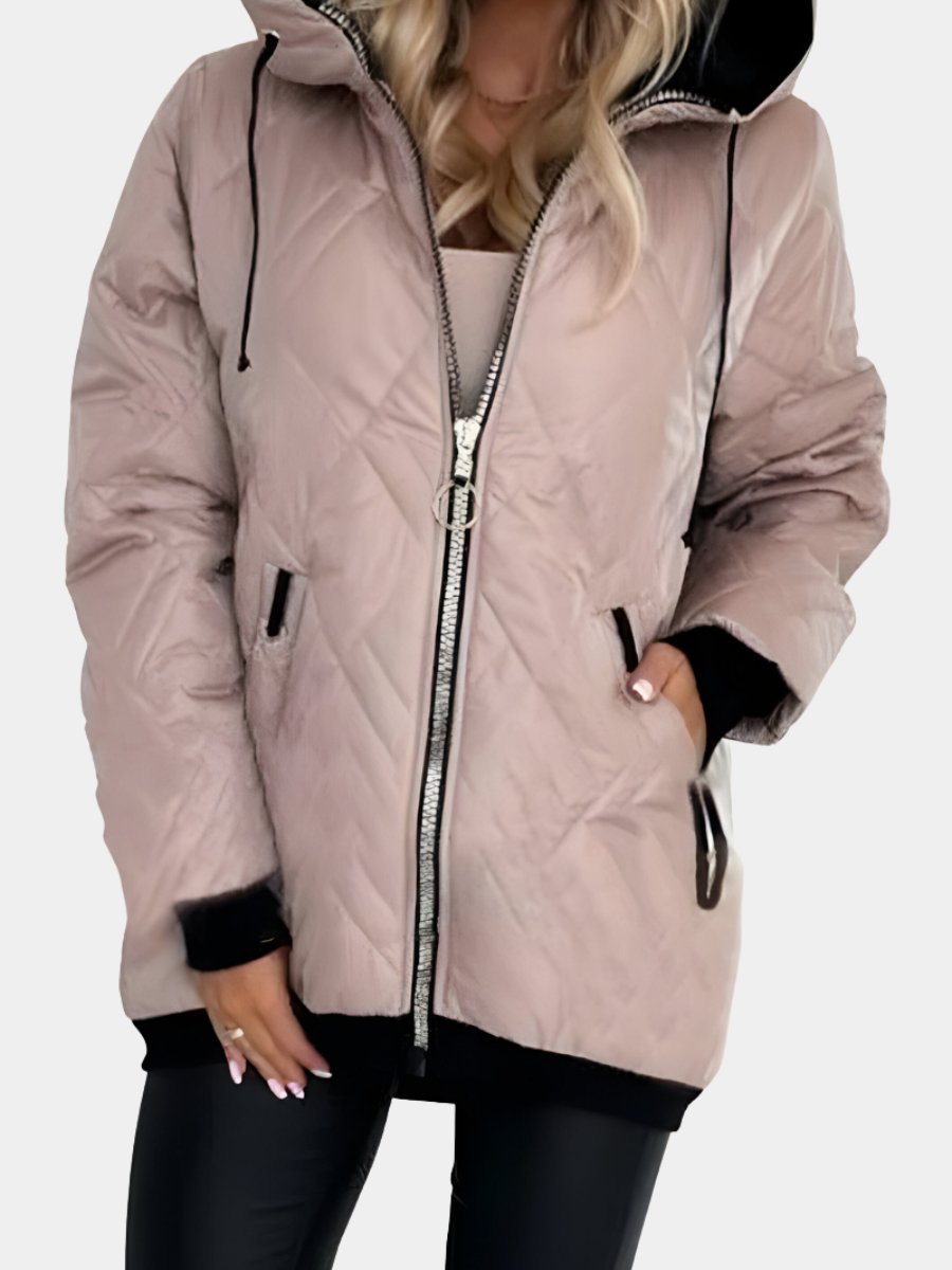 Olivia | Women Hooded Quilted Zip Front Casual Jacket