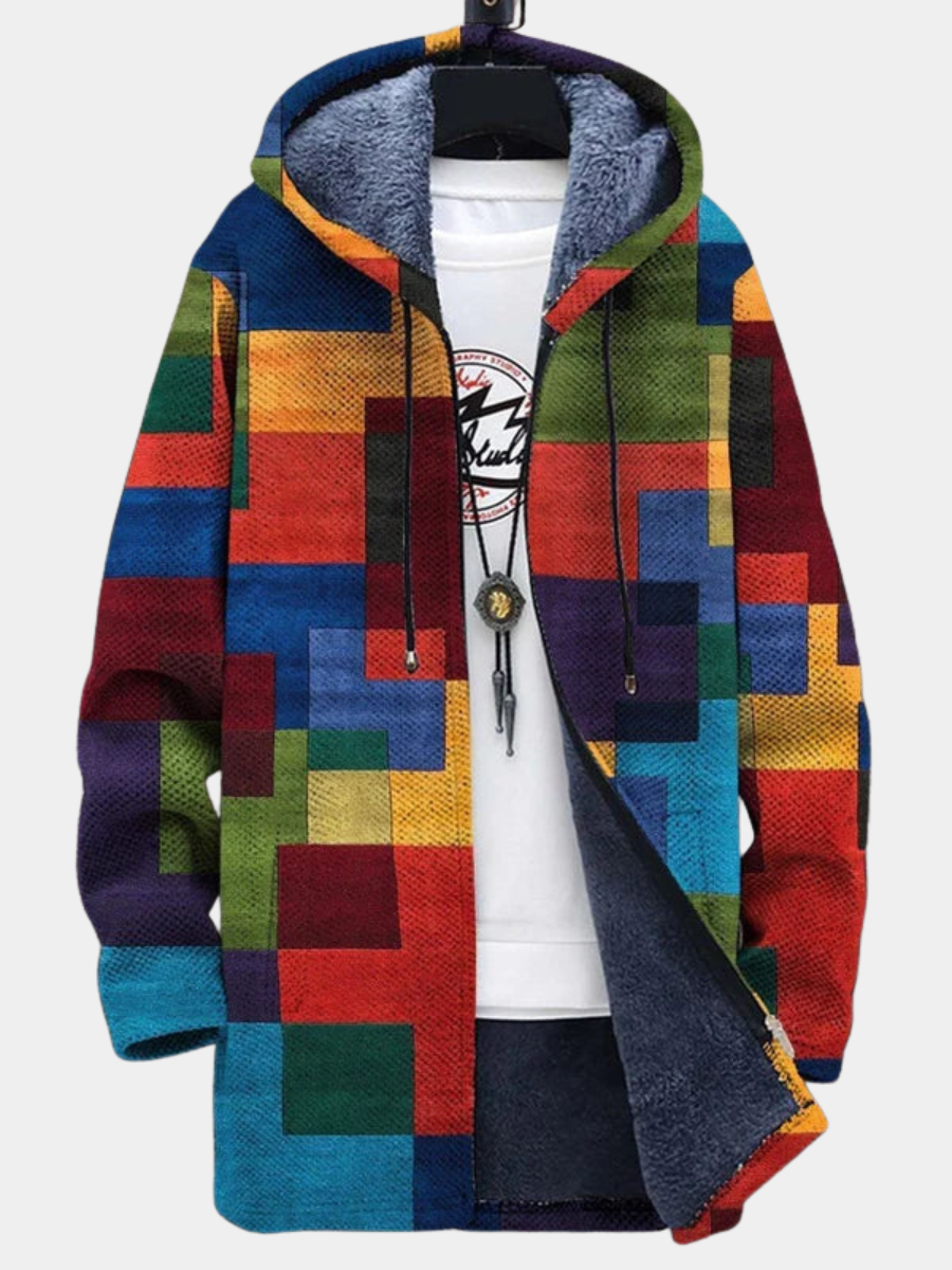 Beatrice | Women Colorful Geometric Hooded Zip Cardigan