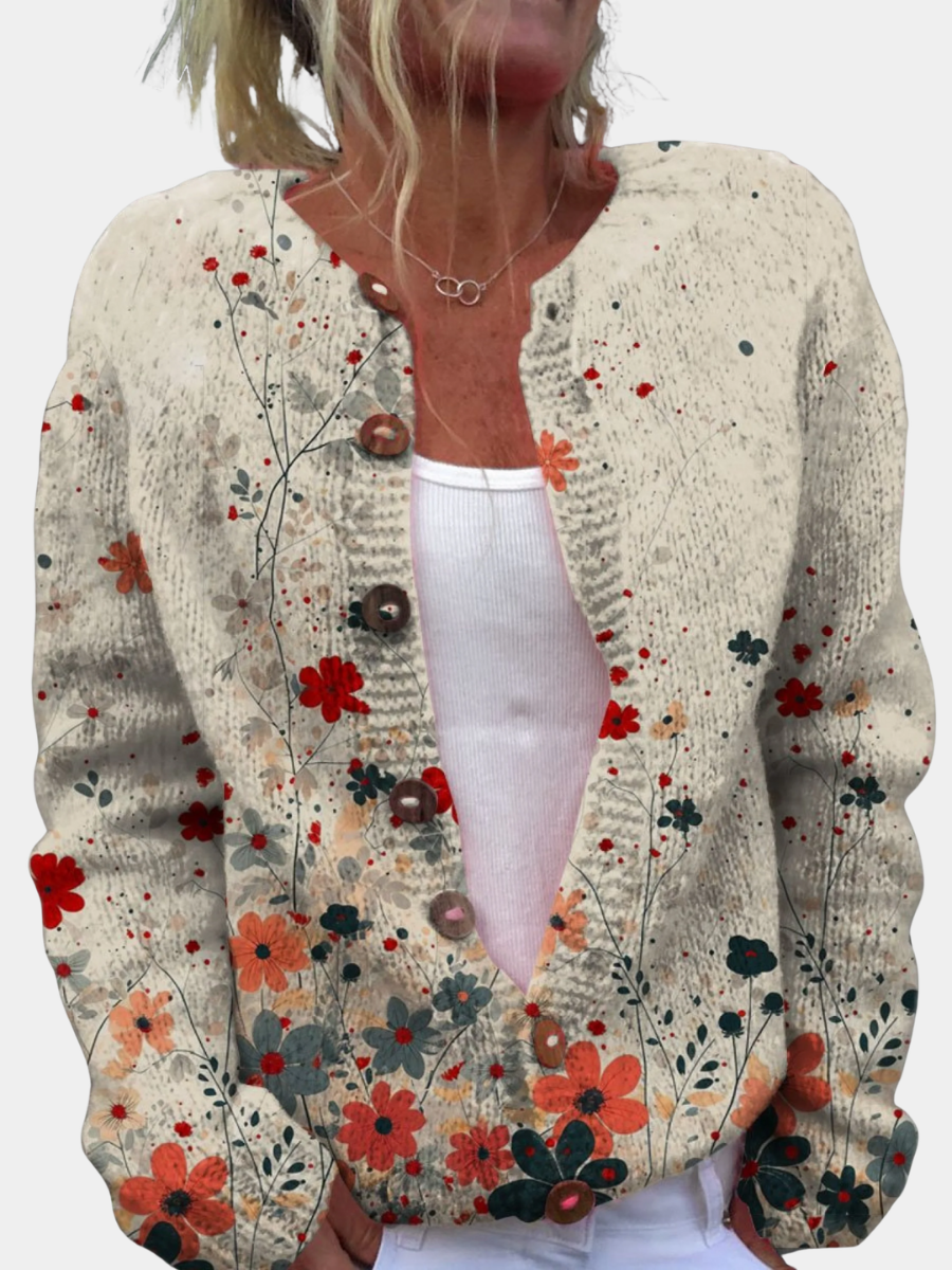Emily | Women Floral Printed Button Front Cardigan