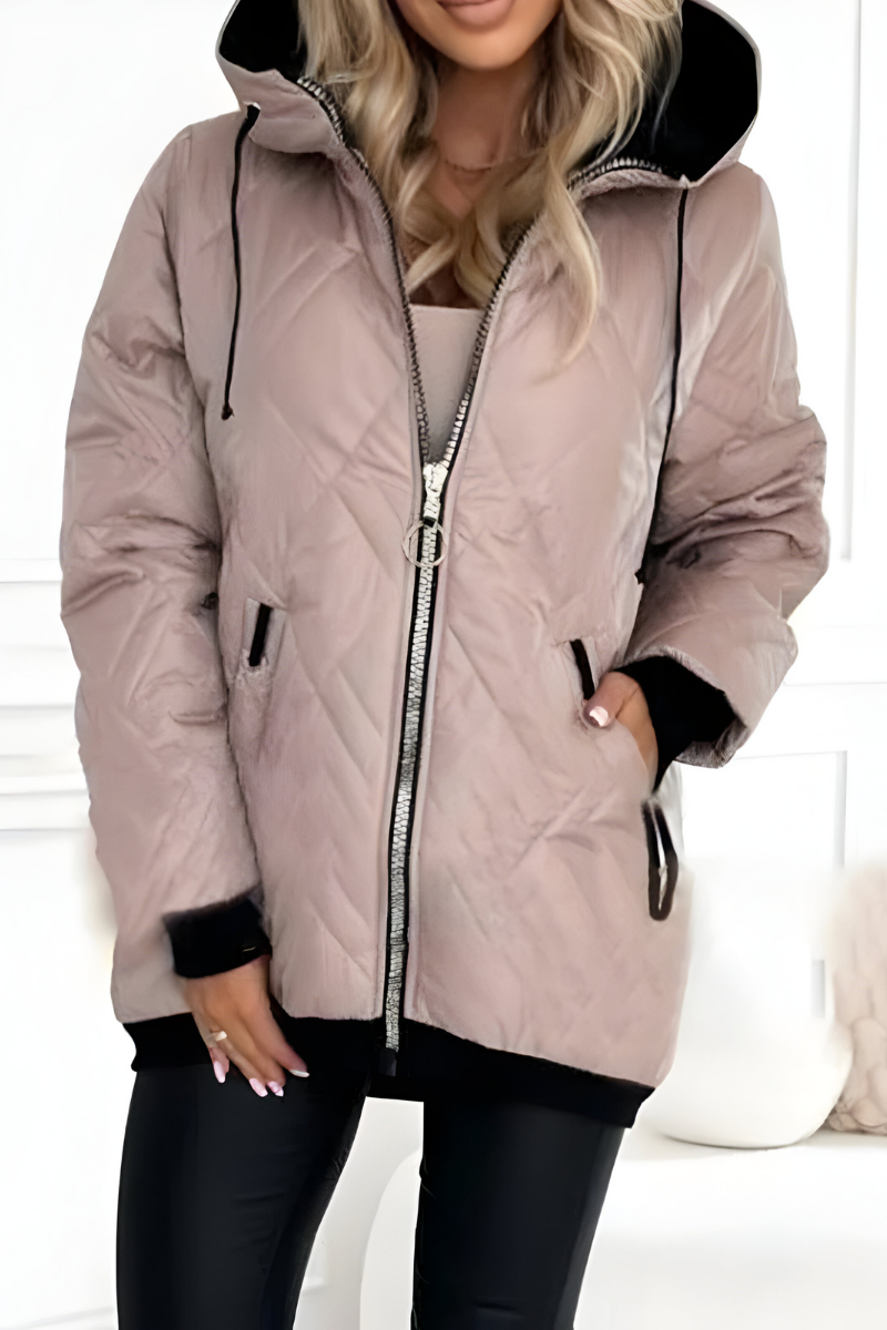 Olivia | Women Hooded Quilted Zip Front Casual Jacket