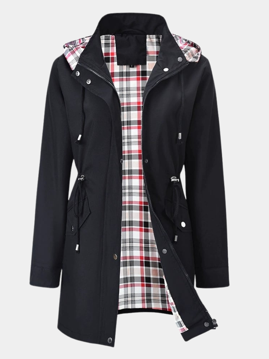 Rosalie | Women Hooded Plaid Lined Zip Front Coat