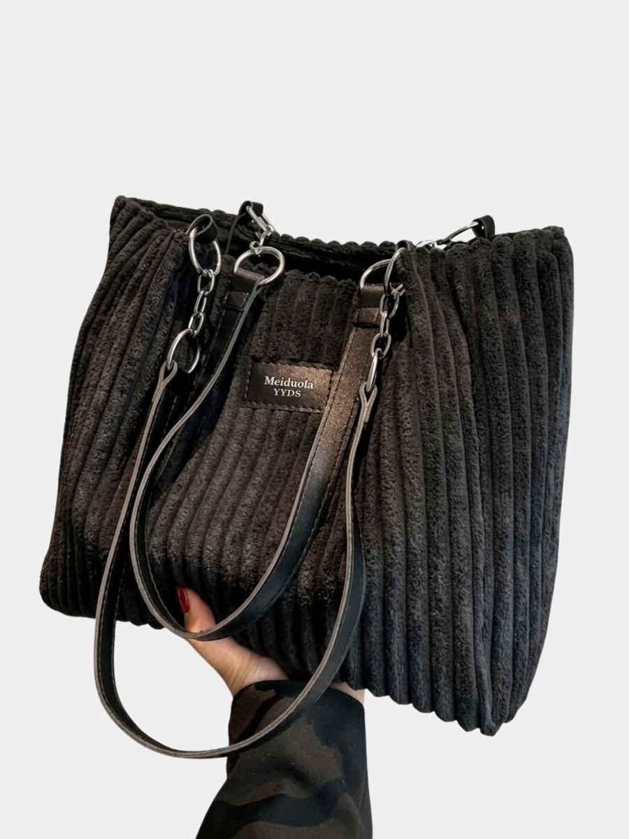 Natalie | Women Ribbed Shoulder Strap Tote Bag