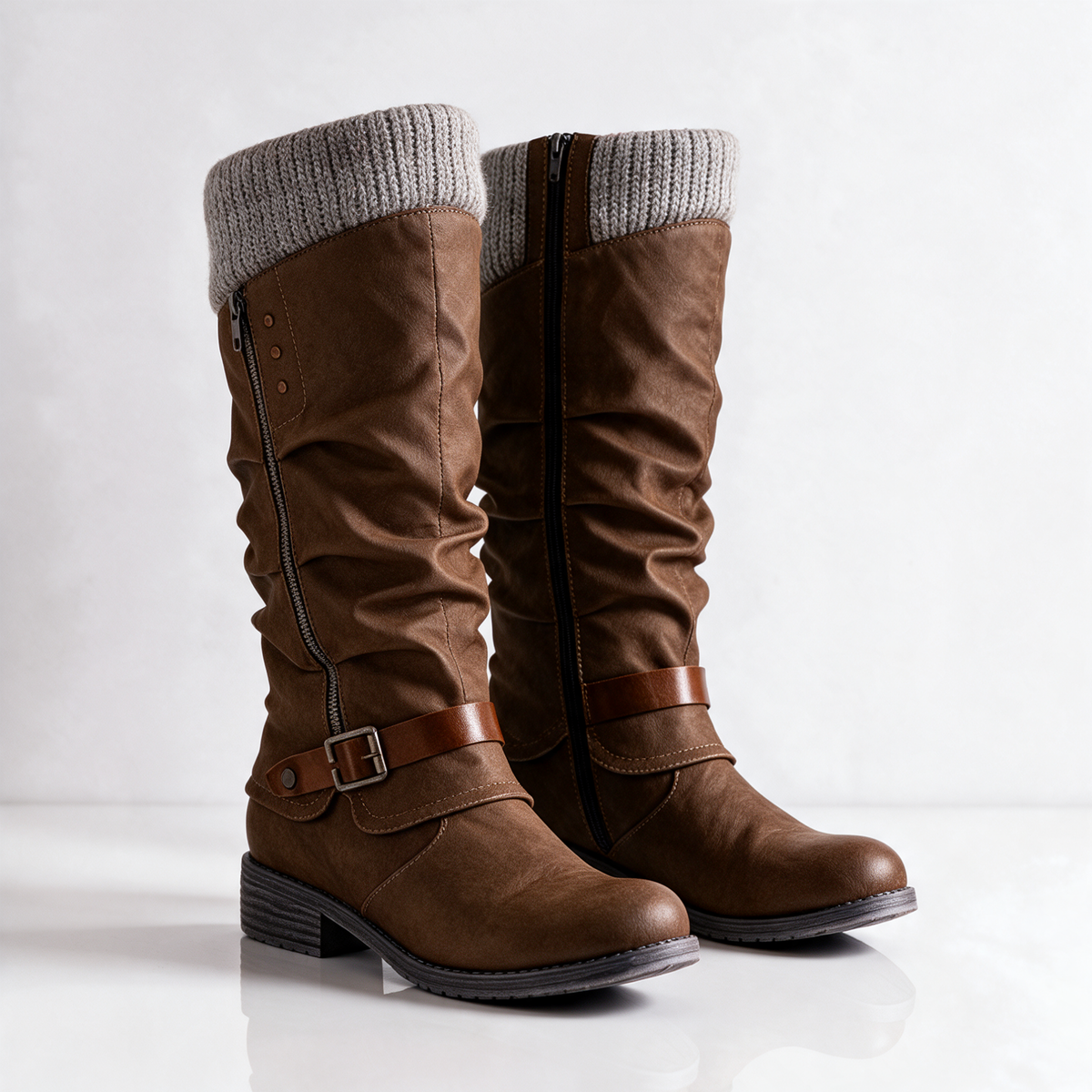 Maxine | Slouchy Knee High Zip Boots