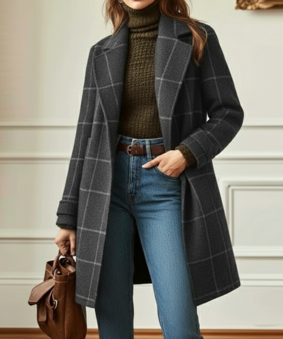 Eleanor | Women Plaid Longline Button Front Coat