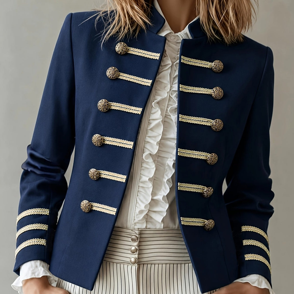 Isla | Women Military Style Gold Button Detail Blazer