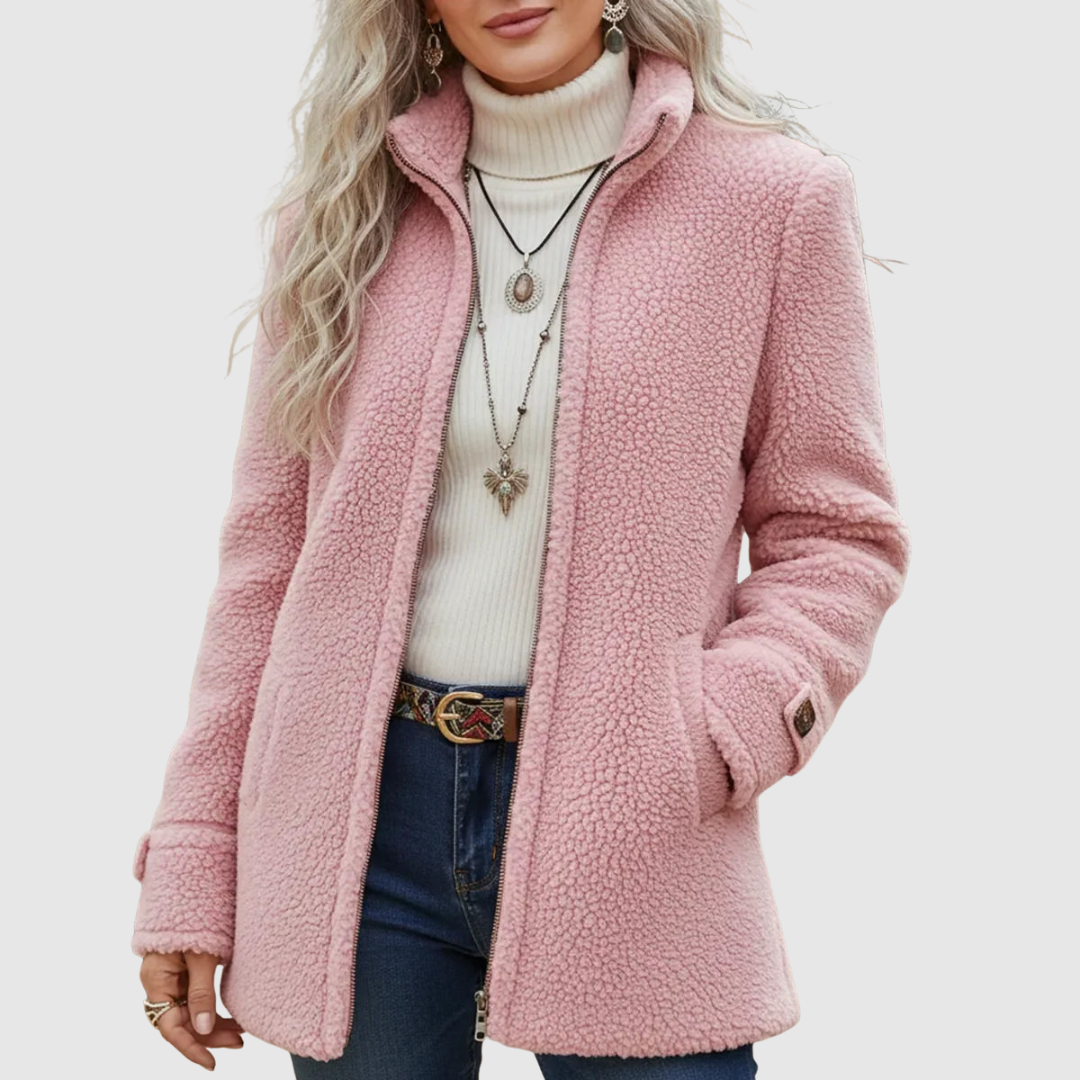 Cressida | Sherpa Fleece Stand Collar Zip Jacket