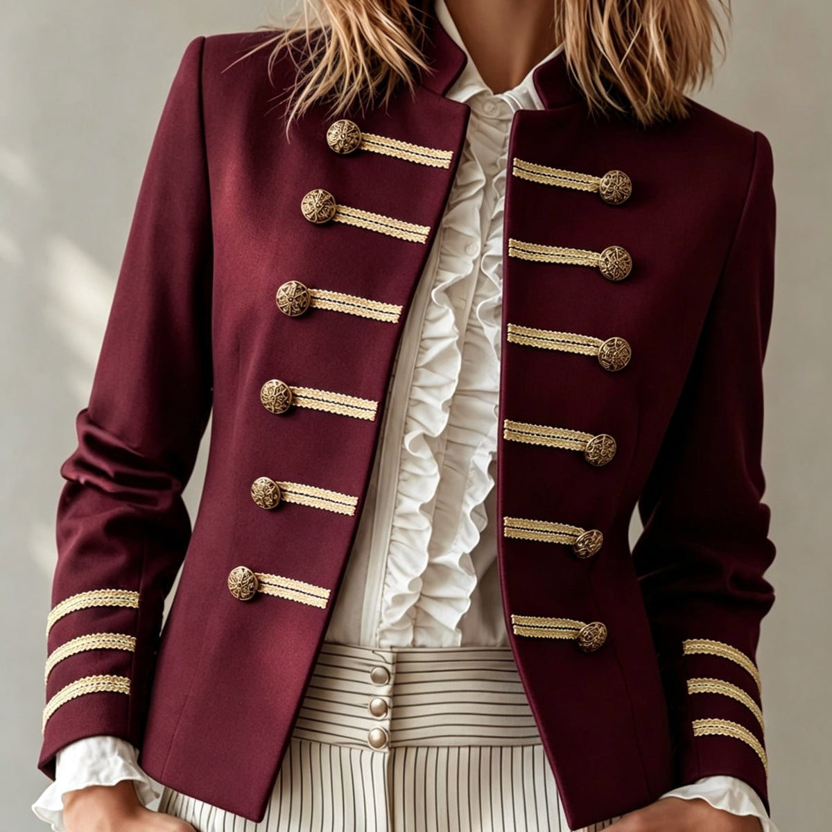 Isla | Women Military Style Gold Button Detail Blazer