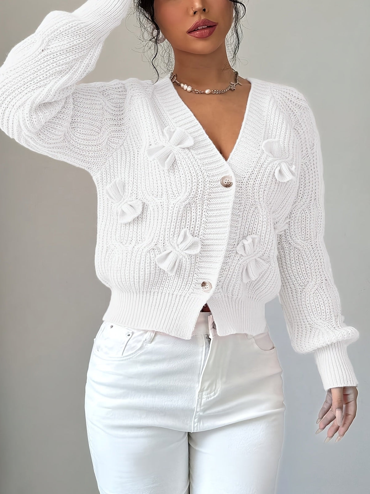 Henrietta | Bow Detail Button Cardigan