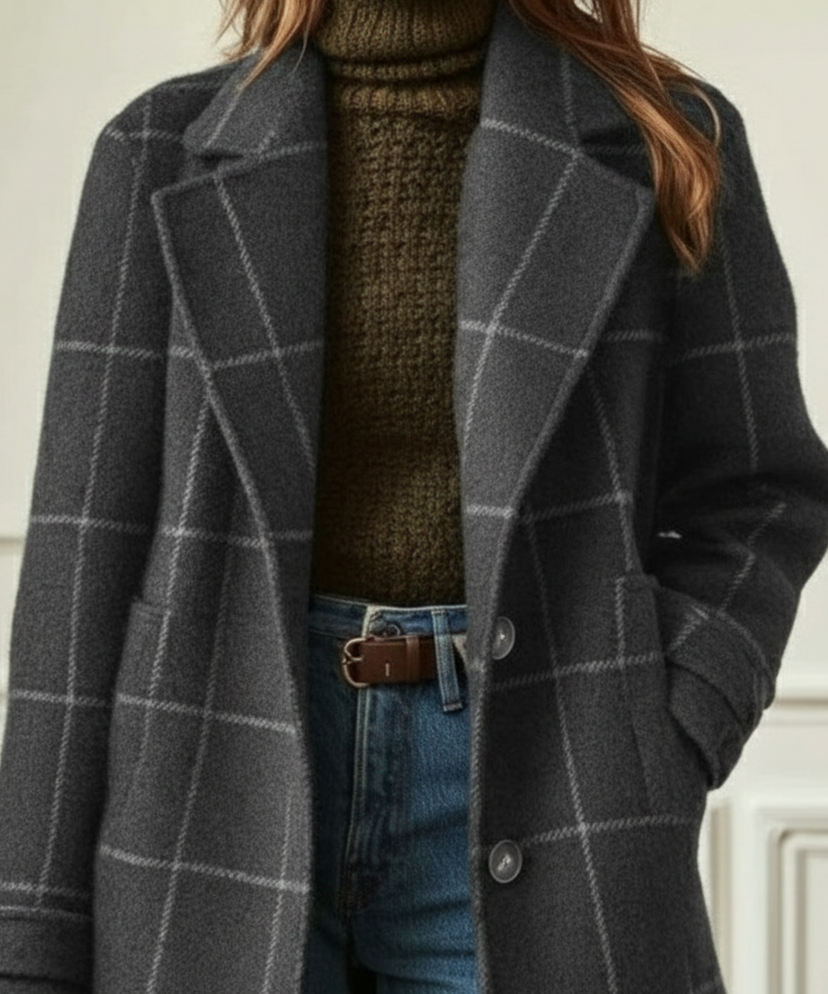 Eleanor | Women Plaid Longline Button Front Coat