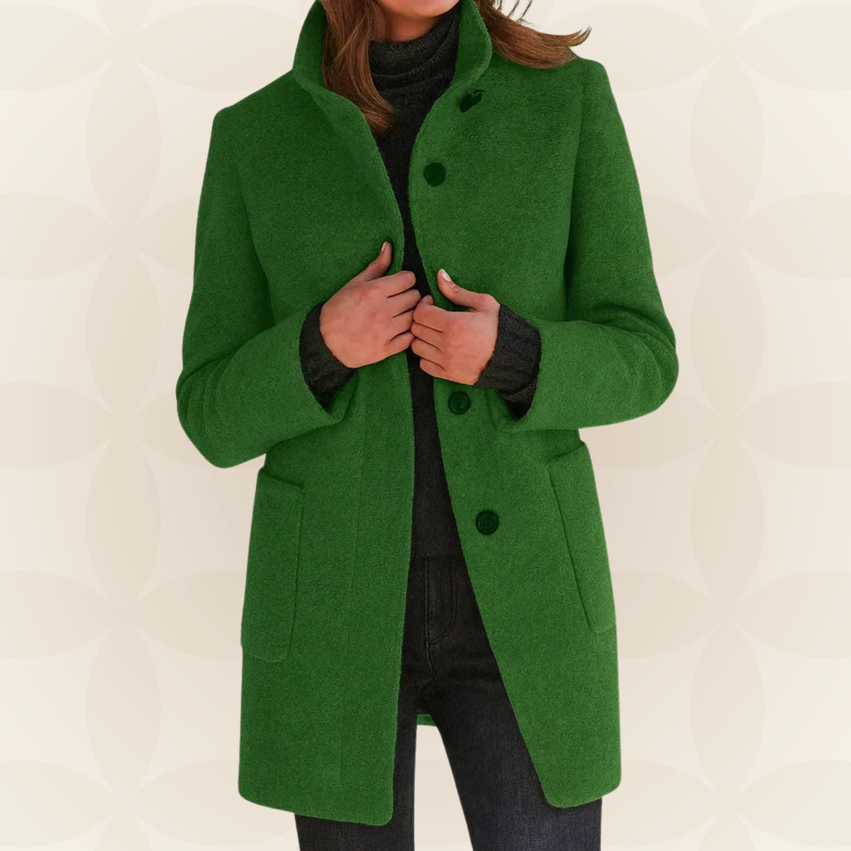 Isabella | Women Stand Collar Button Front Longline Coat