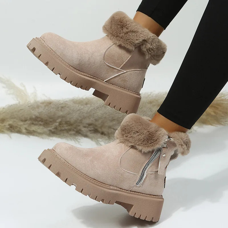 Harper | Women Fur Trim Side Zip Ankle Boots