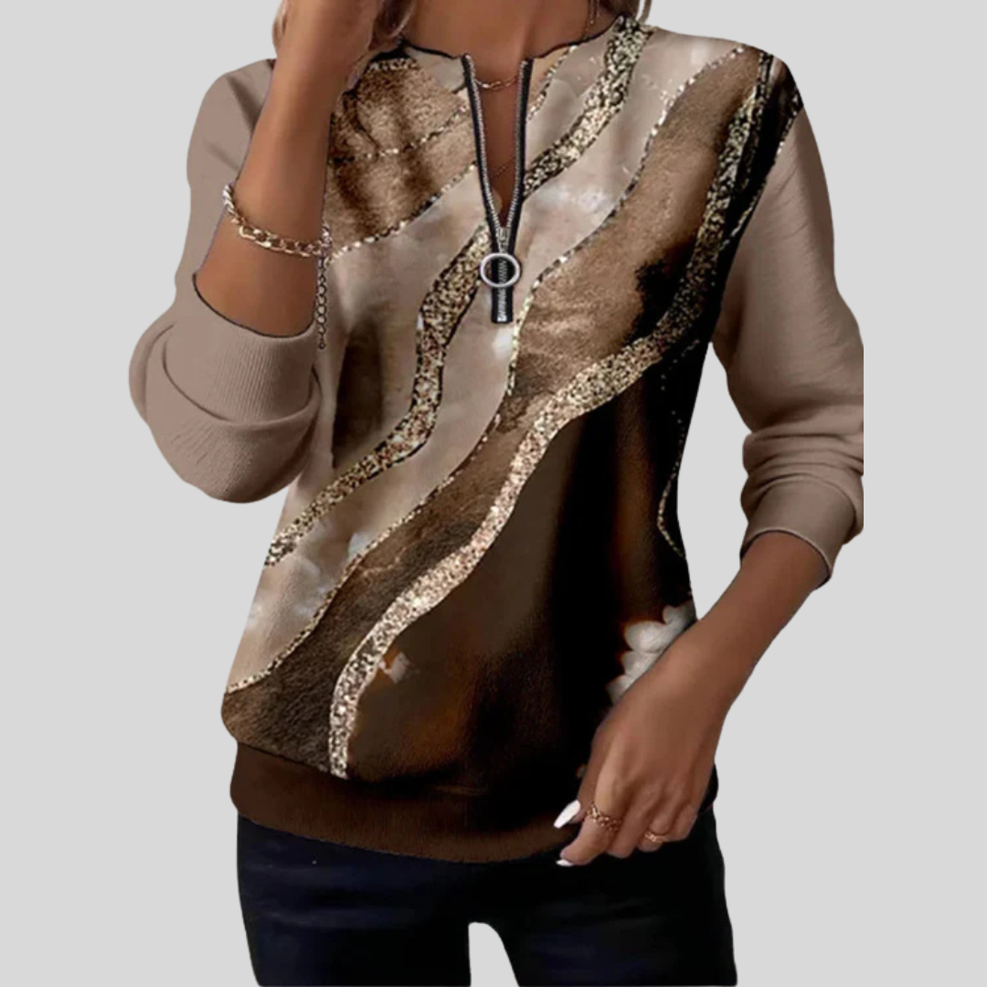 Felicity | Abstract Zip Knit Top