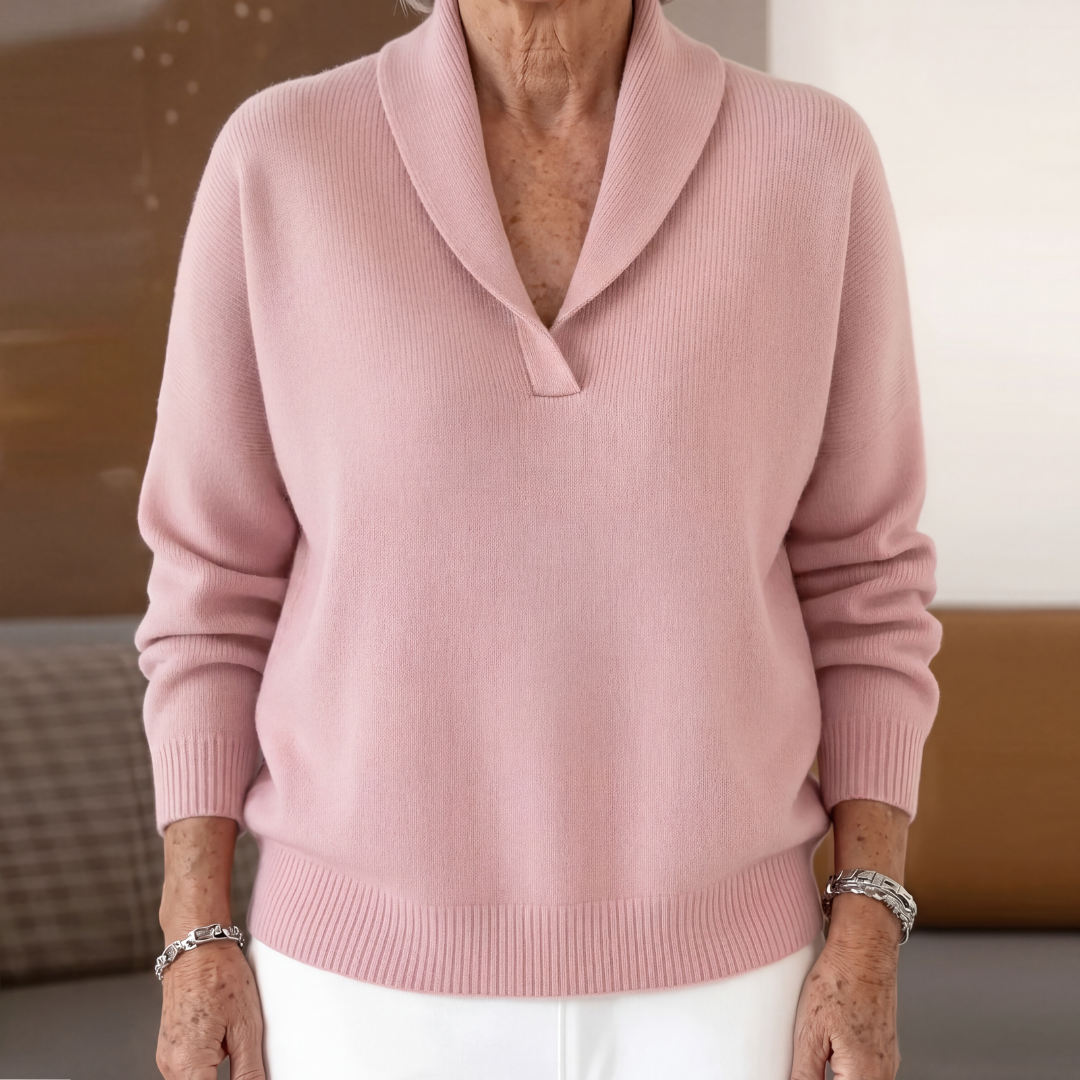 Margaret | Women Shawl Collar Long Sleeve Pullover Sweater